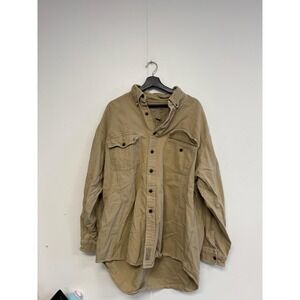 Vintage Abercrombie Big Shirts Shirt Mens XL Tan Heavyweight Cotton Canvas